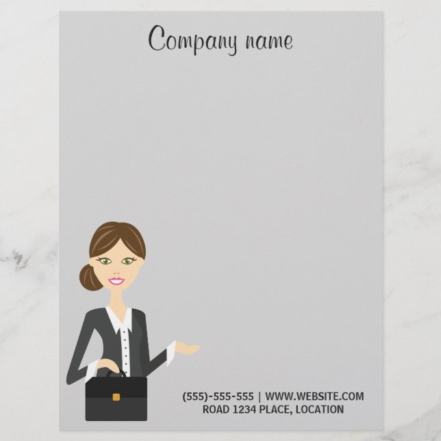 Niedliche Brünette Darstellung der Frau Briefbogen (Vorderseite)