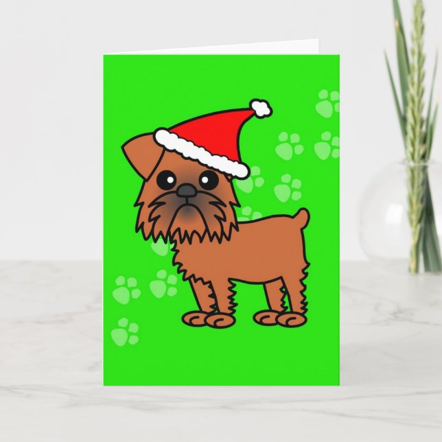 Niedliche Brussels Griffon Cartoon Weihnachtsmannm Feiertagskarte (Vorderseite)