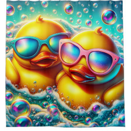 "Niedliche Bubble Bath Rubber Ducklings" Duschvorhang