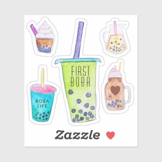 Niedliche Bubble Tee Erste Boba Life Aufkleberkoll Aufkleber (Blatt)