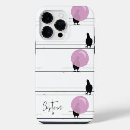 Niedliche Bubblegum-Vögel auf einem Drahtmuster mi iPhone 16 Hülle