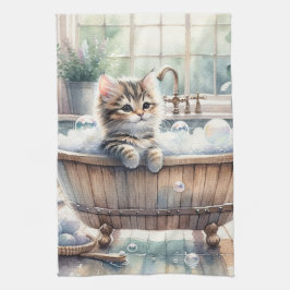 Niedliche Bubbly Kitt Bath Time Geschirrtuch