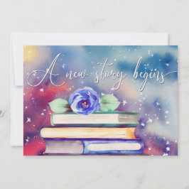 Niedliche Bücher und Blue Blume Watercolor Babydus Einladung