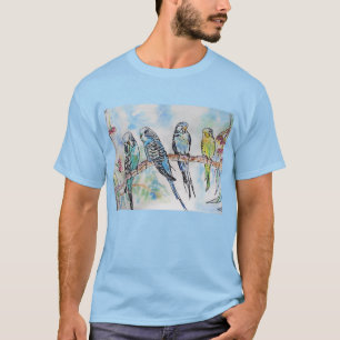 Niedliche Budgie Whimsical Watercolor Mans T Shirt