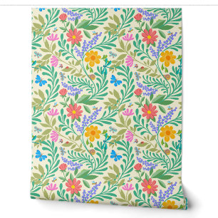 Niedliche Bugs Funny Floral Spring Summer Pastel G Tapete