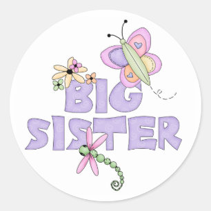 Niedliche Bugs große Schwester Runder Aufkleber
