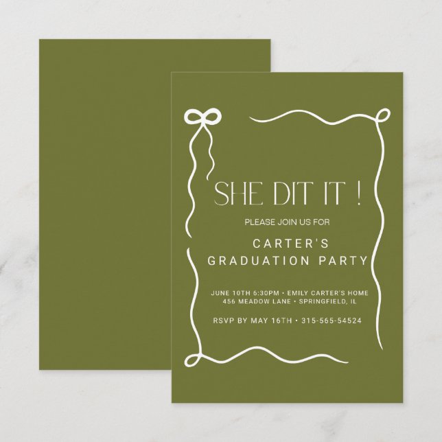 niedliche Bugschleife, Minimalistische Schwarz-Wei Save The Date (Vorne/Hinten)