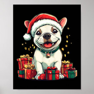 Niedliche Bull Terrier Weihnachtsmannmütze Weihnac Poster