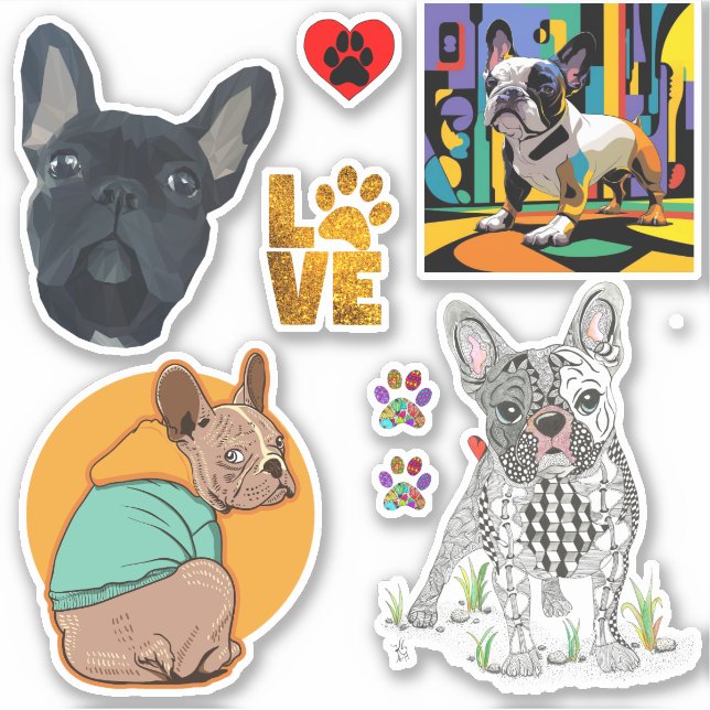 Niedliche Bulldog Päw Print Vinyl Stickers Aufkleber (Vorderseite)