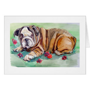 Niedliche Bulldog-Puppy-Malerkarte