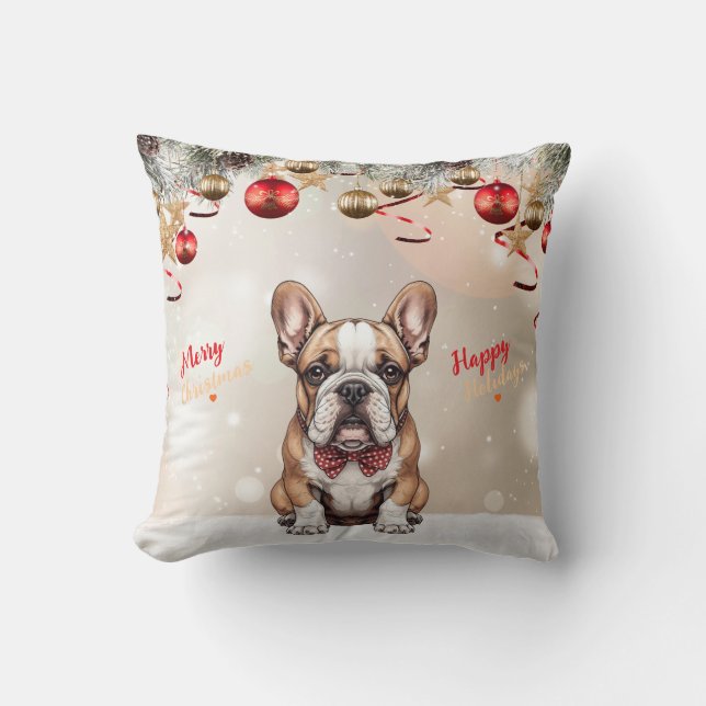 Niedliche Bulldog-Welpenweihe Kissen (Vorderseite)