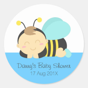 Niedliche Bumble Bee Boy Babydusche Runder Aufkleber