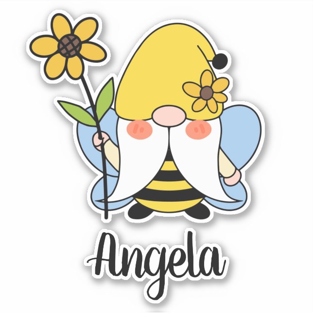 Niedliche Bumble Bee Gnome Sticker (Vorderseite)