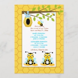 Niedliche Bumble Bee Twins Boy Baby Geburtsankündi Ankündigung