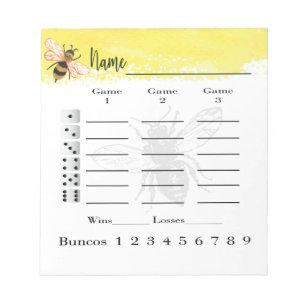 Niedliche Bunco Score Sheets Notizblock
