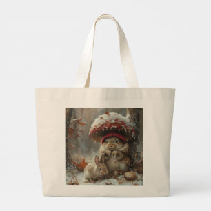Niedliche Bunnie im Schnee Wintersaison Tote Tasch Jumbo Stoffbeutel