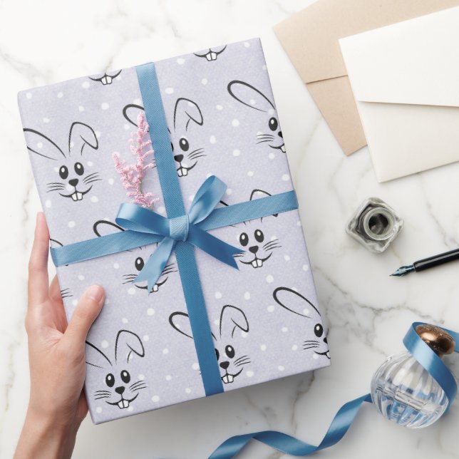 Niedliche Bunnies auf Polka-Punkten Geschenkpapier (Schenken)