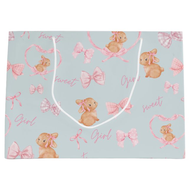 Niedliche Bunnies & Bows Minzbeutel Große Geschenktüte (Vorderseite)