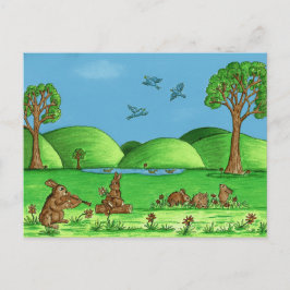 Niedliche Bunnies Illustriert Postkarte
