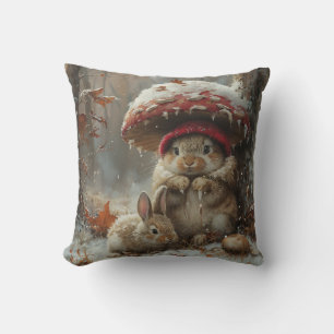 Niedliche Bunnies im Winter Throw Toss Kissen