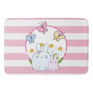 Niedliche Bunnies mit Frühlingsmessen und Schmette Badematte