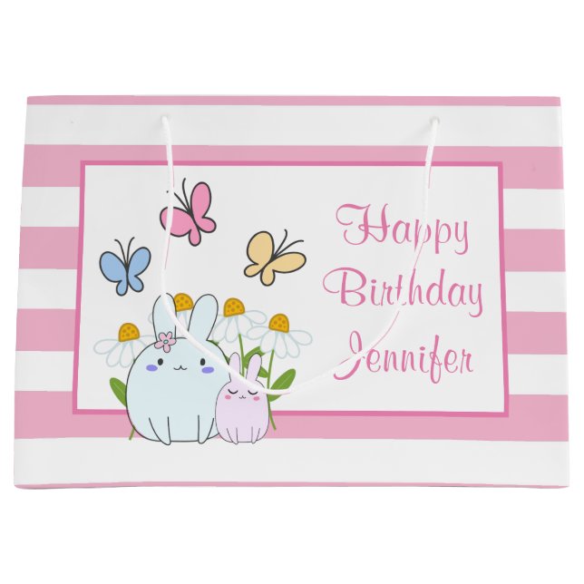 Niedliche Bunnies mit Frühlingsmessen und Schmette Große Geschenktüte (Vorderseite)