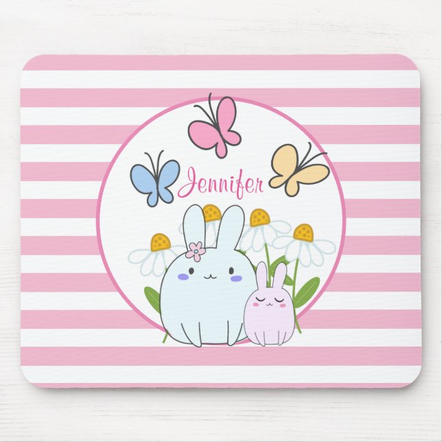 Niedliche Bunnies mit Frühlingsmessen und Schmette Mousepad (Vorne)