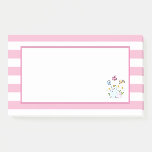 Niedliche Bunnies mit Frühlingsmessen und Schmette Post-it Klebezettel (Vorderseite)