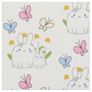 Niedliche Bunnies mit Frühlingsmessen und Schmette Stoff