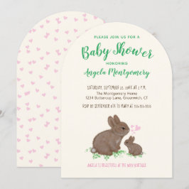 Niedliche Bunnies mit Herz-Baby-Dusche Einladung