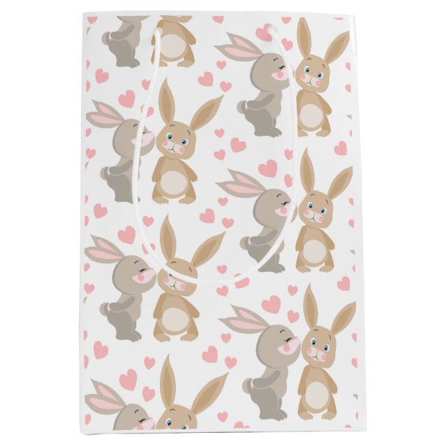 Niedliche Bunnies mittelgroße Geschenktasche Mittlere Geschenktüte (Vorderseite)