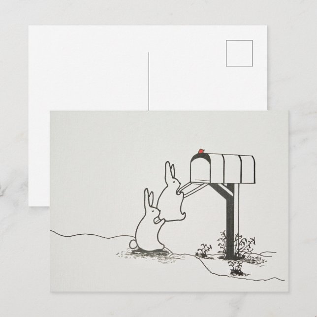 Niedliche Bunnies suchen nach einer Mail Postkarte (Vorne/Hinten)