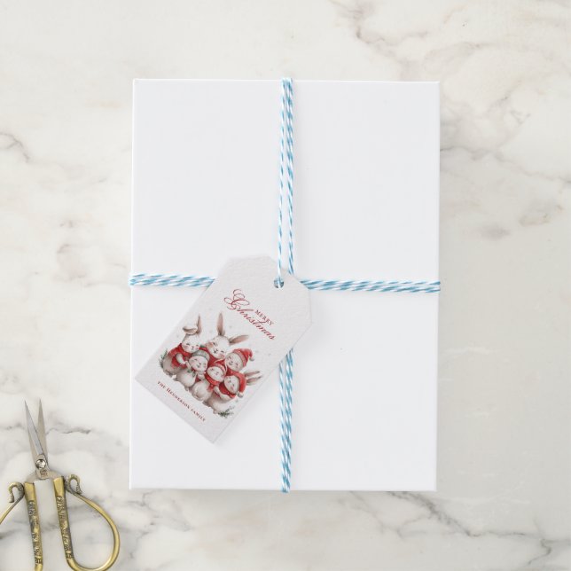 Niedliche bunnies und Individuelle Name Frohe Weih Geschenkanhänger (Mit Garn)