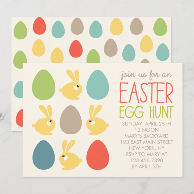 Niedliche Bunnies und Ostereier Ostern Party Invit Einladung (Vorne/Hinten)