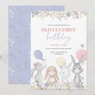 Niedliche Bunnies zum Geburtstag Einladung