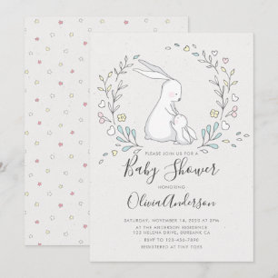 Niedliche Bunny Baby Dusche Einladung