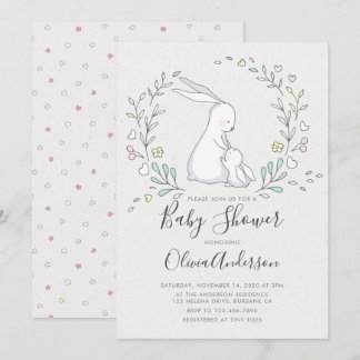 Niedliche Bunny Baby Dusche Einladung