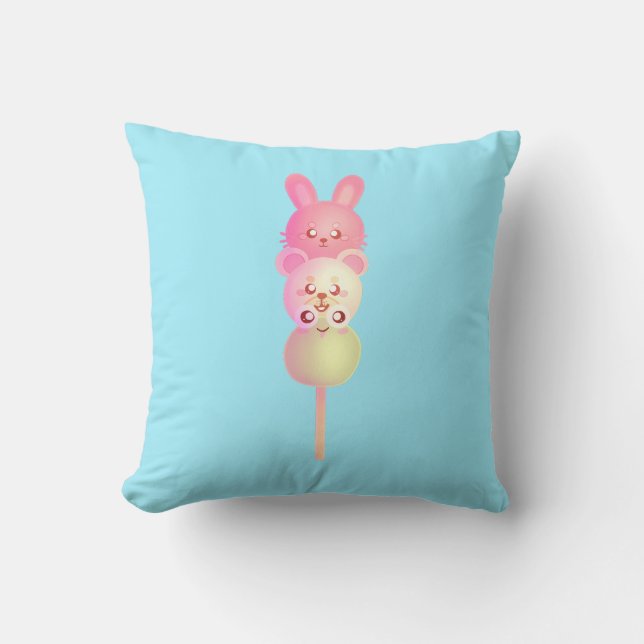 Niedliche Bunny-, Bär- und Frosch-Dango Kissen (Vorderseite)