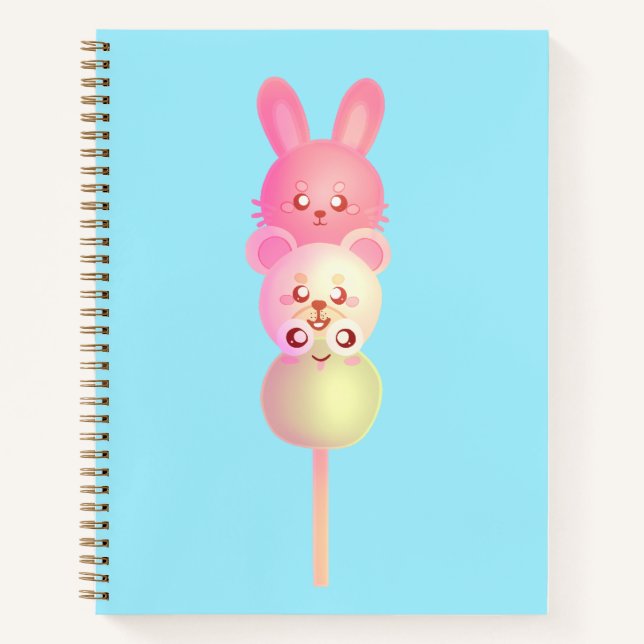 Niedliche Bunny-, Bär- und Frosch-Dango Notizbuch (Vorderseite)