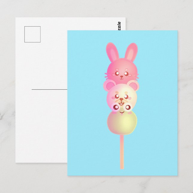 Niedliche Bunny-, Bär- und Frosch-Dango Postkarte (Vorne/Hinten)