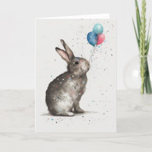 Niedliche Bunny Birthday Balloons Faltkarte Dankeskarte