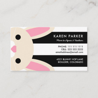 Niedliche Bunny Black Stripes Mommy Card Telefonnummerkarte