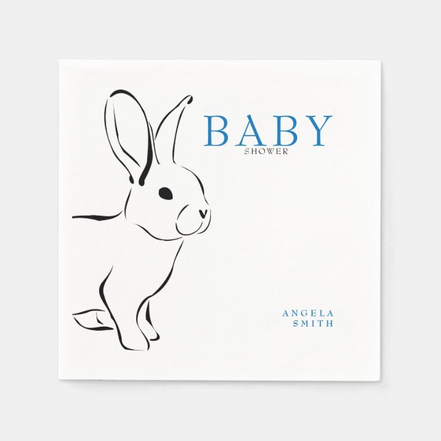 Niedliche Bunny Cobalt Blue Baby Dusche Serviette (Vorderseite)