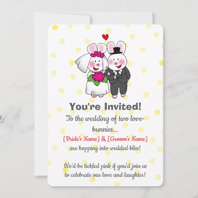 Niedliche Bunny Couple Wedge laden ein Save The Date (Vorderseite)
