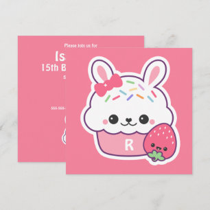 Niedliche Bunny Cupcake Geburtstagsparty Einladung