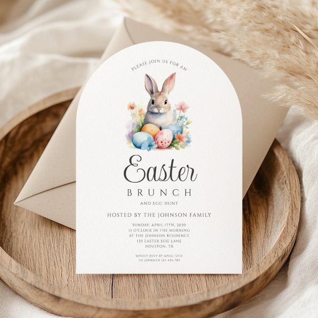 Niedliche Bunny Egg Jour und Osterbrunch Arch Einladung (Cute Bunny Egg Hunt And Easter Brunch Arch Invitation)