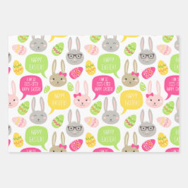 Niedliche Bunny Eggs Muster Frohes Ostern Geschenkpapier Set