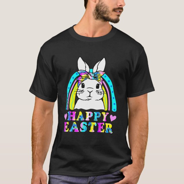 Niedliche Bunny Face Brillen Headband Happy Ostert T-Shirt (Vorderseite)