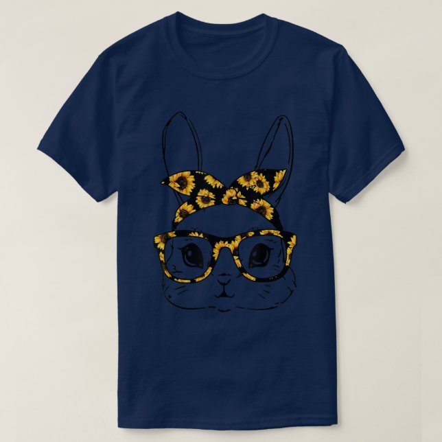Niedliche Bunny Face Gefärbte Krawatte Sonnenblume T-Shirt (Design vorne)