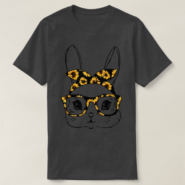 Niedliche Bunny Face Gefärbte Krawatte Sonnenblume T-Shirt (Design vorne)